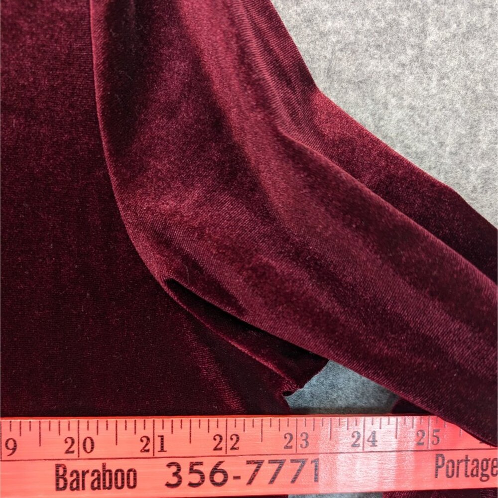 Appleseed's Womens XL Burgundy Stretch Velvet Dress V-Neck 3/4 Bell Sleeve USA - Picture 11 of 12